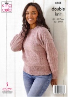 Knitting Pattern - King Cole 6158 - Simply Denim DK - Ladies' Cardigan and Sweater